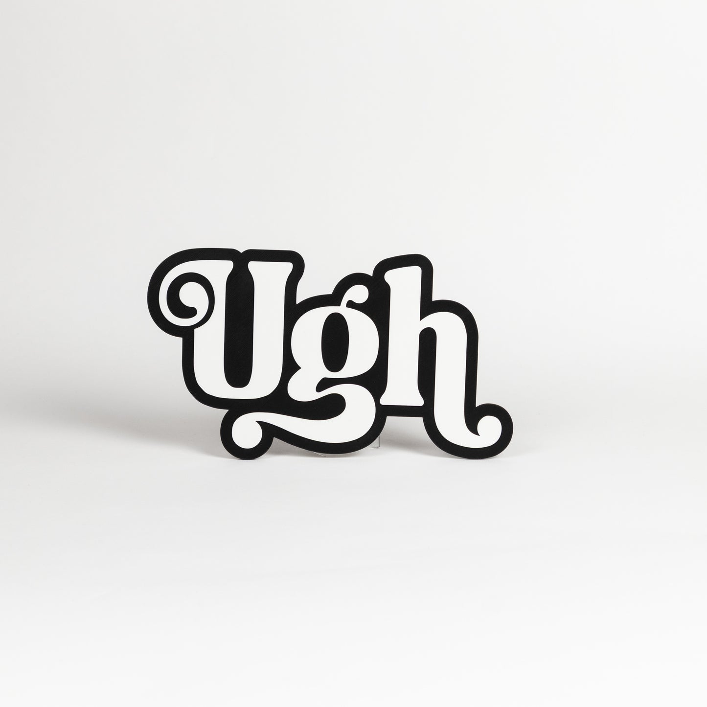 Expression, interjection sign of the word "Ugh". Black and white photo booth prop. Party sign.