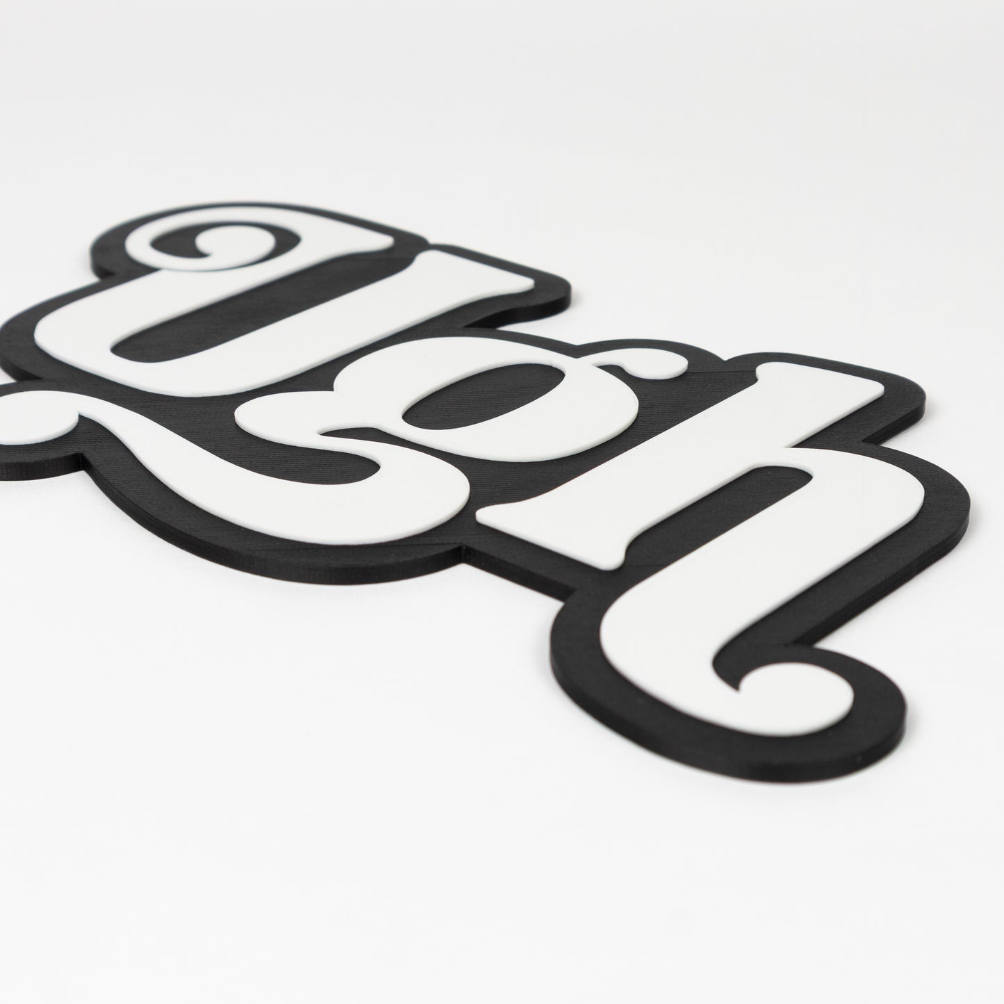 Close up of expression, interjection sign of the word "Ugh". Black and white photo booth prop. Party sign.