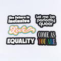 Set of five Pride signs shot on a white background