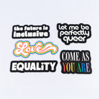 Set of five Pride signs shot on a white background