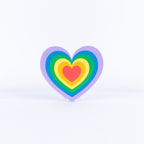 Colorful heart-shaped sign on a white background
