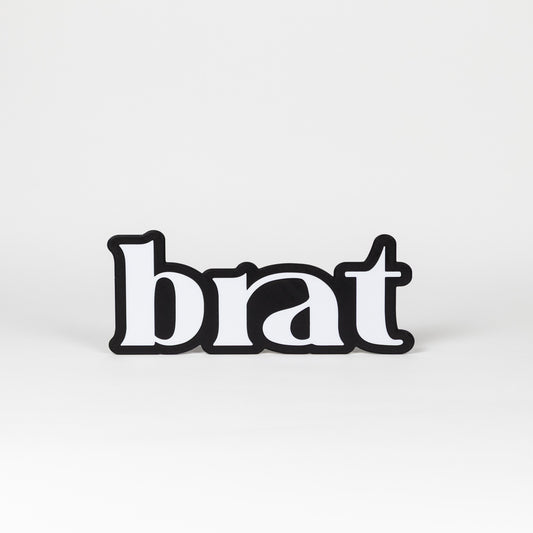 black and white brat sign photo booth prop