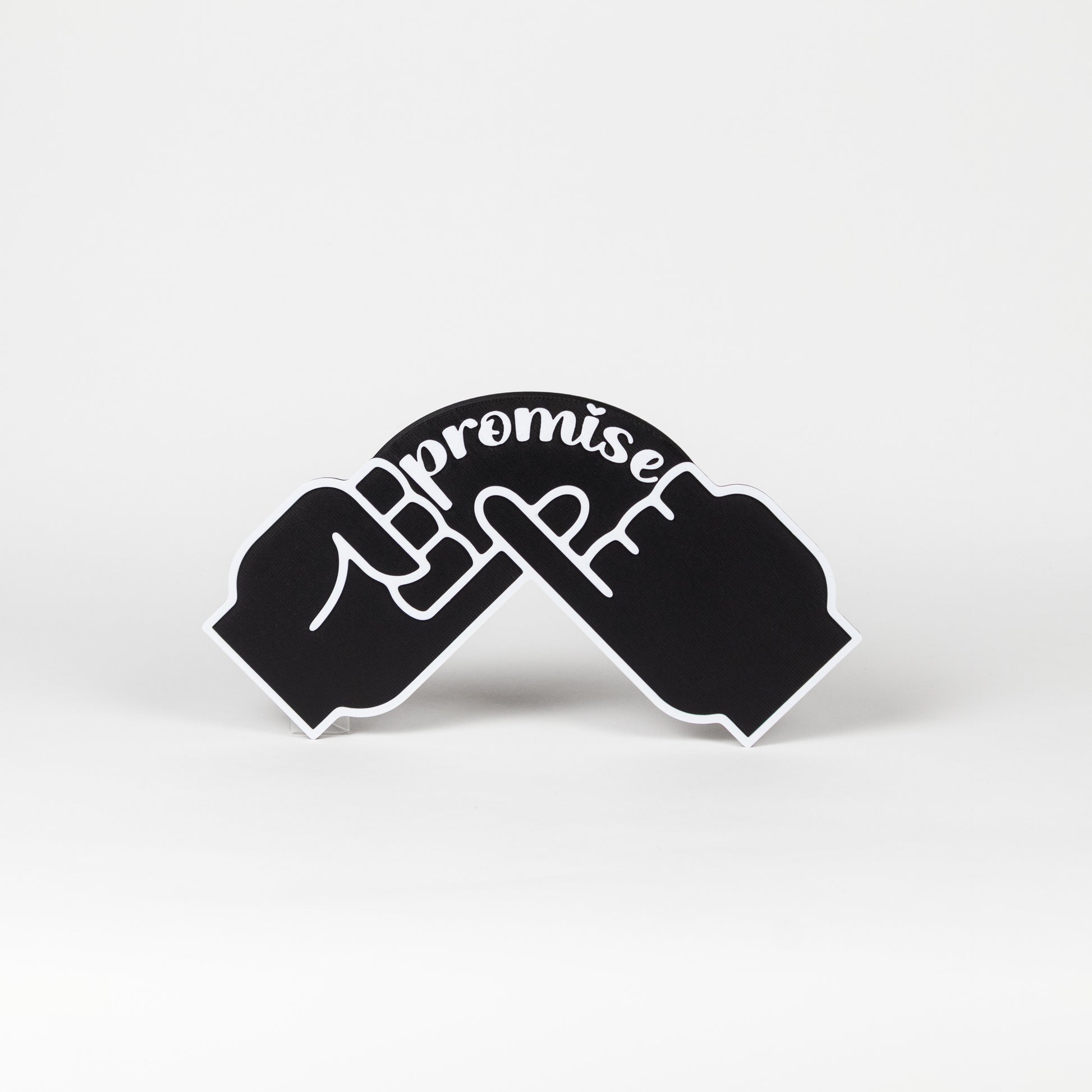 Black and white "Pinky Promise" sign. Photo booth prop.