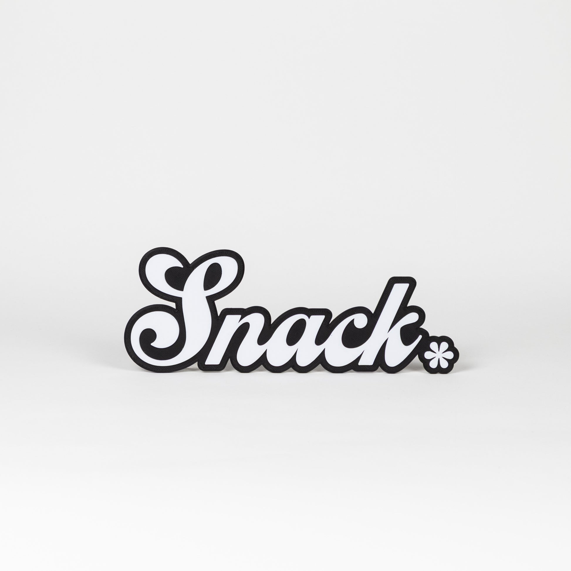Black and white flirty "Snack" sign. Photo booth prop.