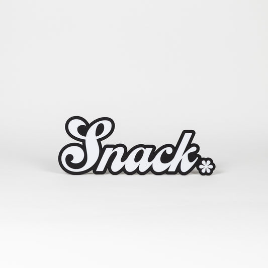 Black and white flirty "Snack" sign. Photo booth prop.