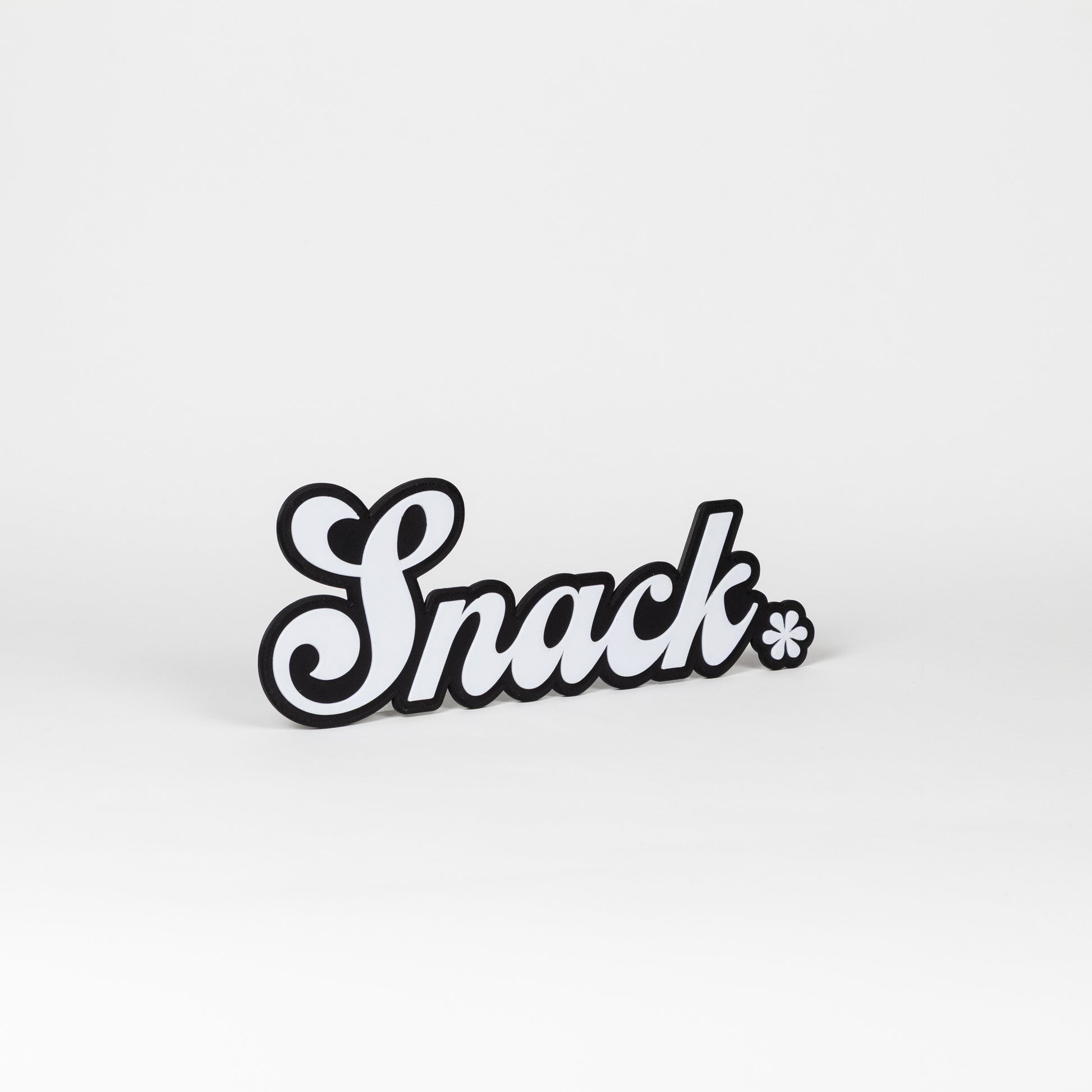 Black and white flirty "Snack" sign. Photo booth prop.